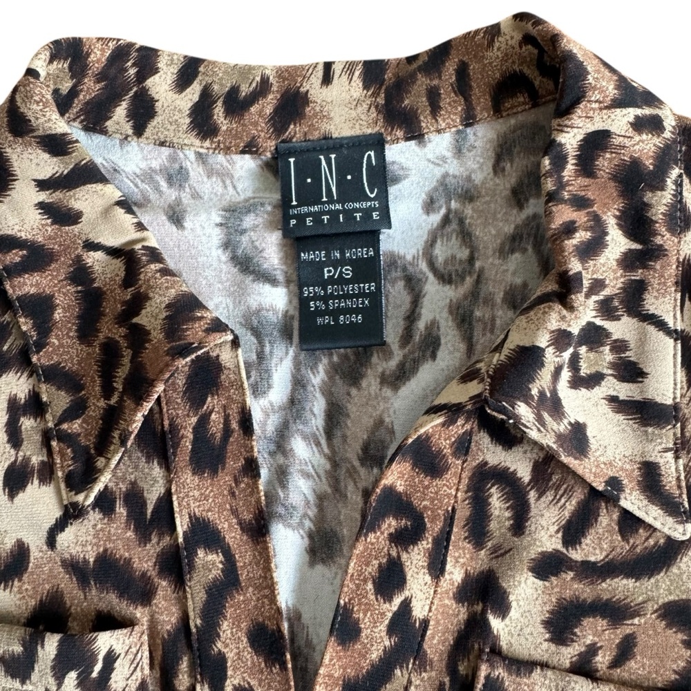 INC International Concepts Women's Leopard Print Blouse Top Petite Small
